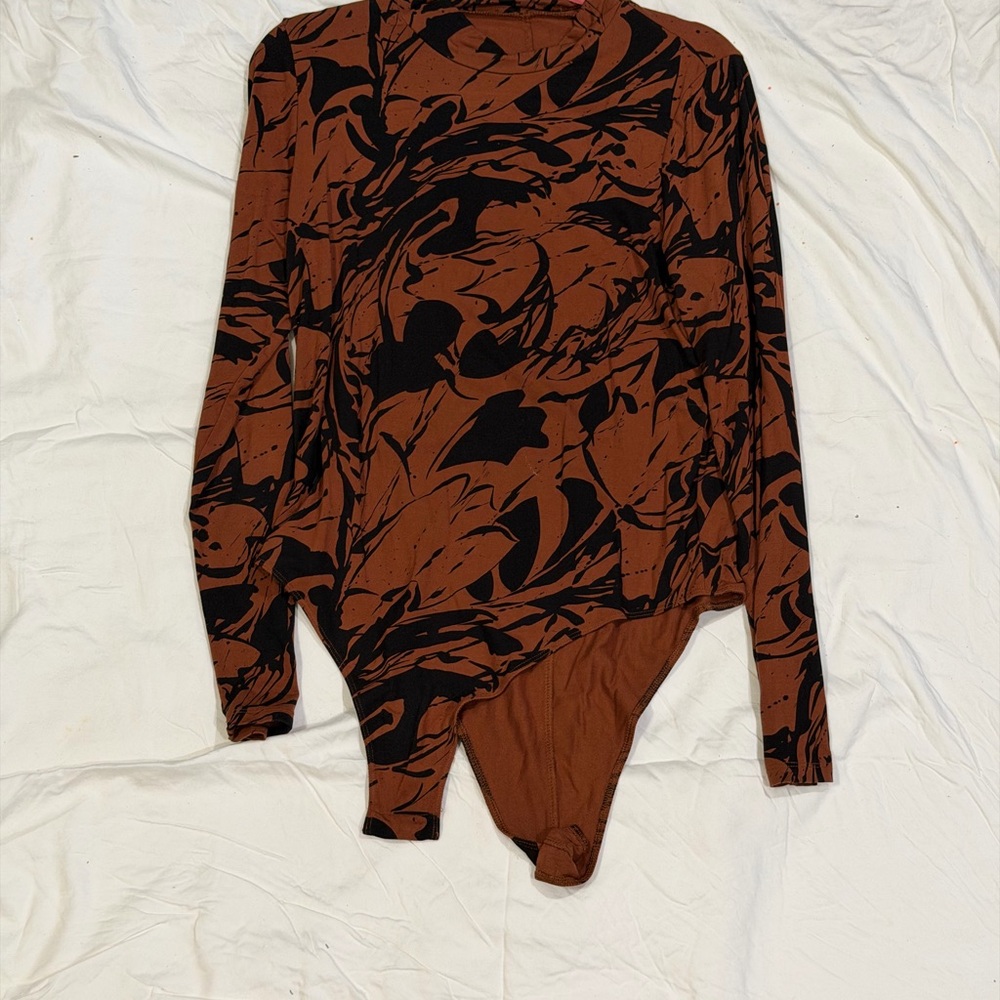 a new day Brown and Black Patterned Bodysuit